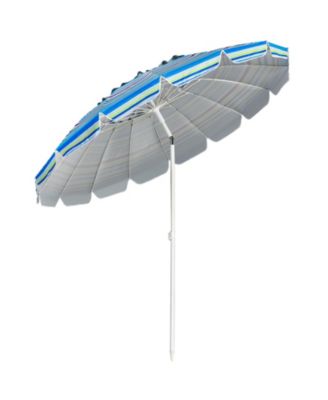 8FT Portable Beach Umbrella with Sand Anchor and Tilt Mechanism for Garden and Patio