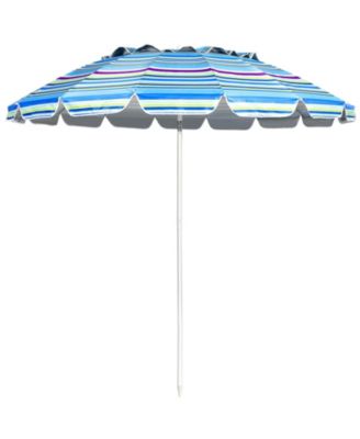 8FT Portable Beach Umbrella with Sand Anchor and Tilt Mechanism for Garden and Patio