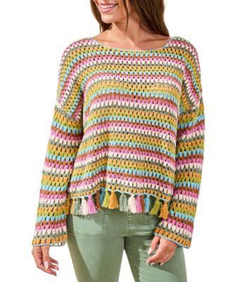 Women's Stripe Bell-Sleeve Sweater