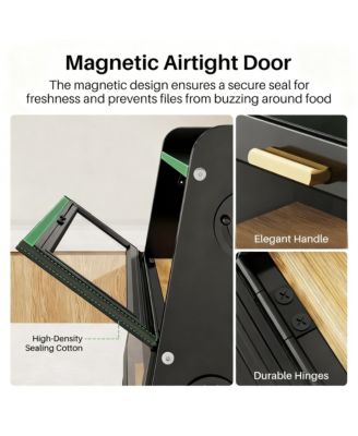 Bread Box 2-Tier Bamboo Storage Cutting Board Adjustable Vent