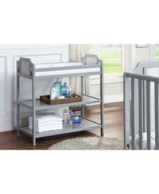 Modern Changing Table Graystone Finish with Two Shelves and 4 Side Safety Rails for Nursery