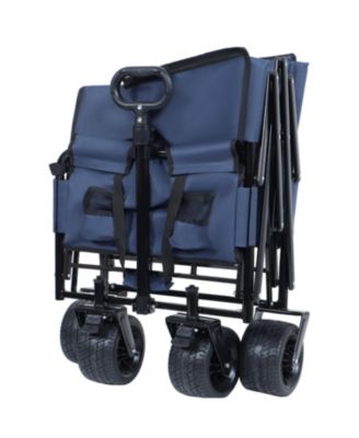 Outdoor Storage 3-in-1 Collapsible Foldable Wagon Cart with Bench Seat & Storage Heavy Duty Utility Cart For Camping