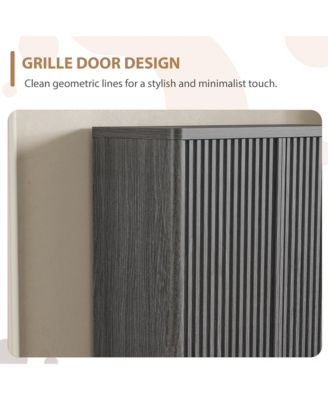 31.5 Inch Shoe Cabinet, Large Shoe Storage Cabinet with Adjustable Shelves, Wooden Shoe Organizer with Fluted Door Holds 25–30 Pairs