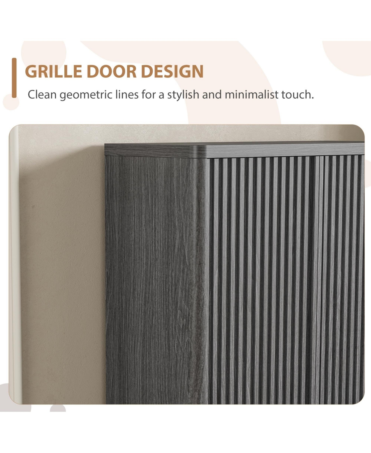 Homfan 31.5 Inch Shoe Cabinet, Large Shoe Storage Cabinet with Adjustable Shelves, Wooden Shoe Organizer with Fluted Door Holds 25–30 Pairs