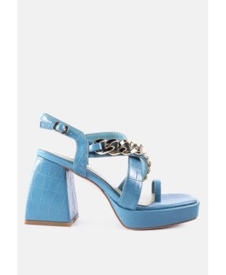 Womens Frecklin Metal Chain Block Heel Sandals