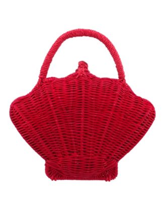 Rattan Shell Minaudiere Small Clutch Handbag