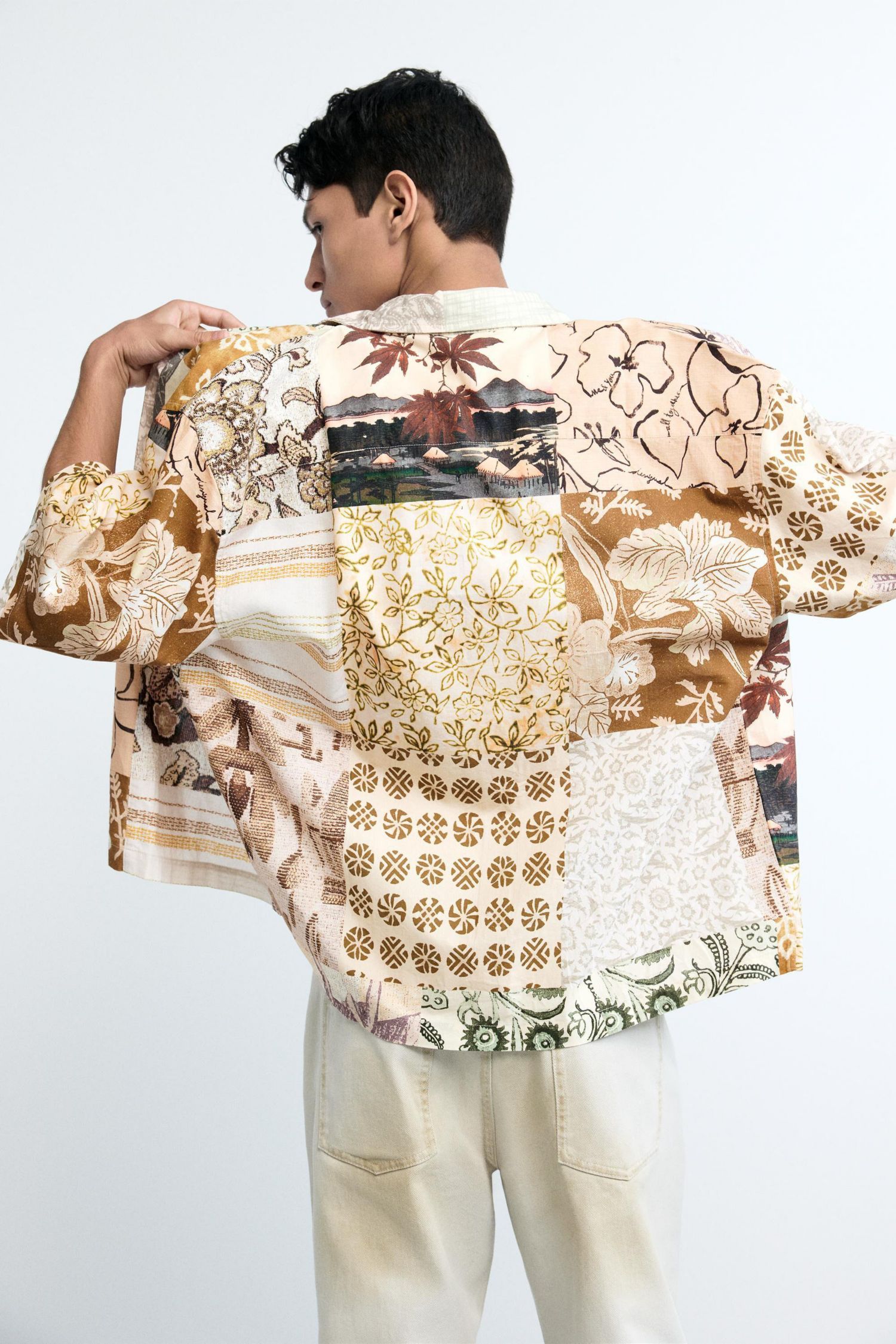 Men's Oriental patch shirt
