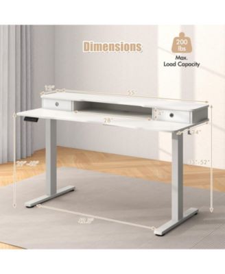 Height Adjustable Electric Standing Desk with Two Drawers