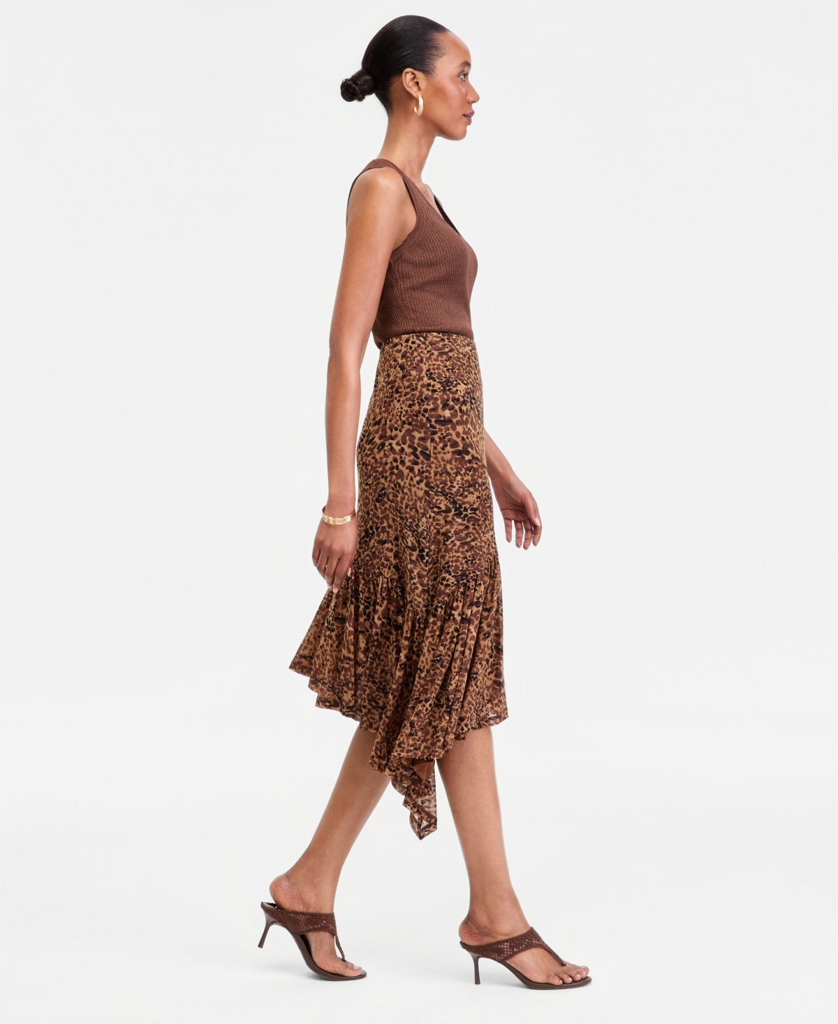 I.n.c. International Concepts Women's Printed Mesh Asymmetric Hem Midi Skirt, Macy's Exclusive
