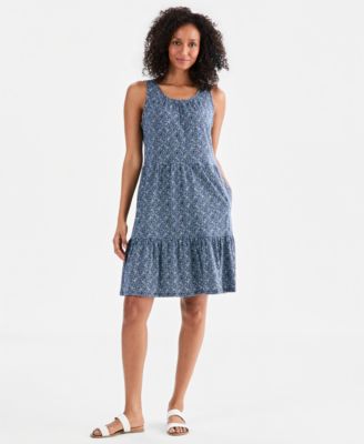 Women's Printed Sleeveless Tiered Dress