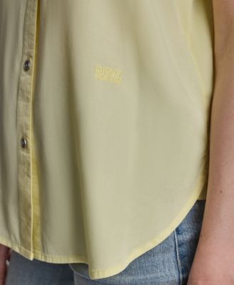 Petite Chambray Rolled Short-Sleeve Button-Up Shirt