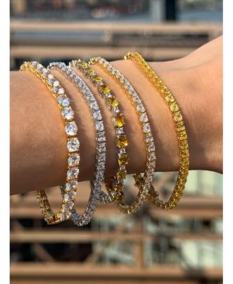 Suzy Levian Sterling Silver Cubic Zirconia Asscher-cut Tennis Bracelet