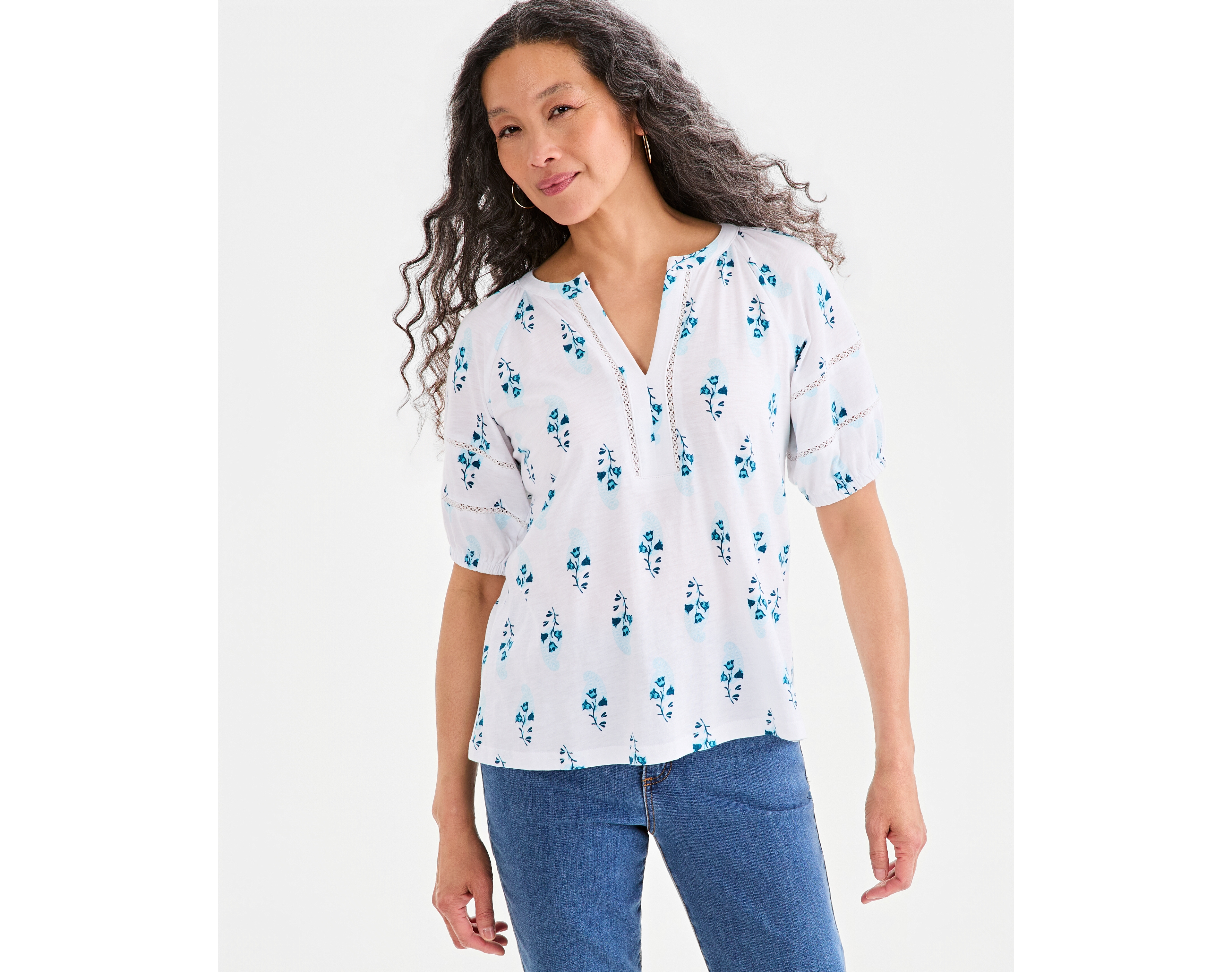 Style & Co Women's Printed Elbow-Sleeve Knit Top, Macy's Exclusive