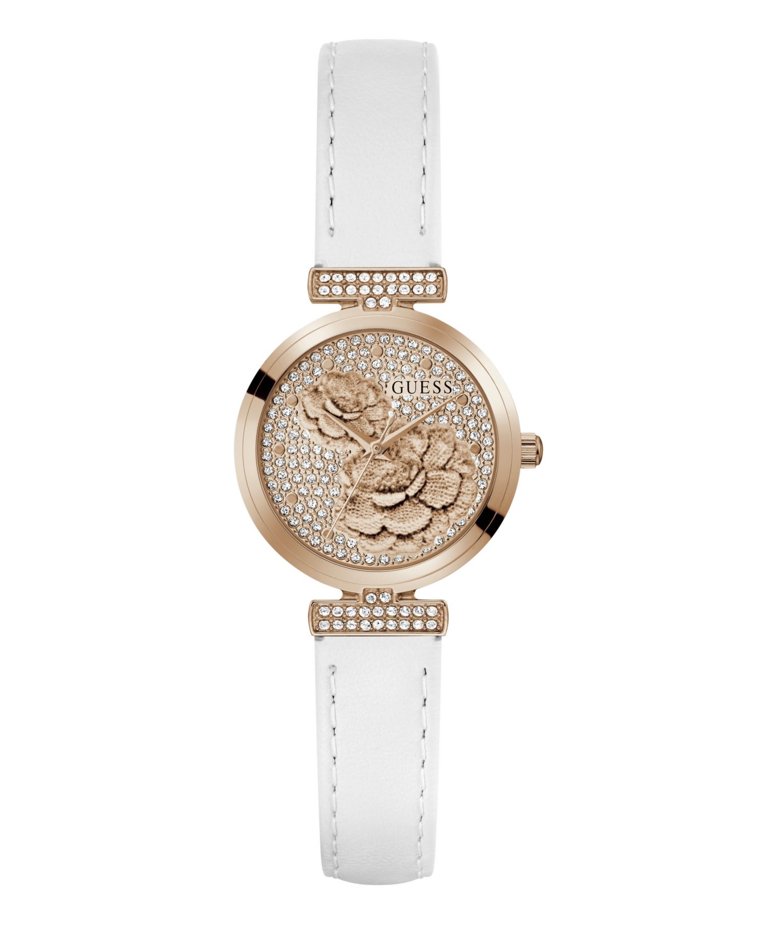 Women's Rose Gold-Tone Stainless Steel White Leather Analog Watch, 28mm