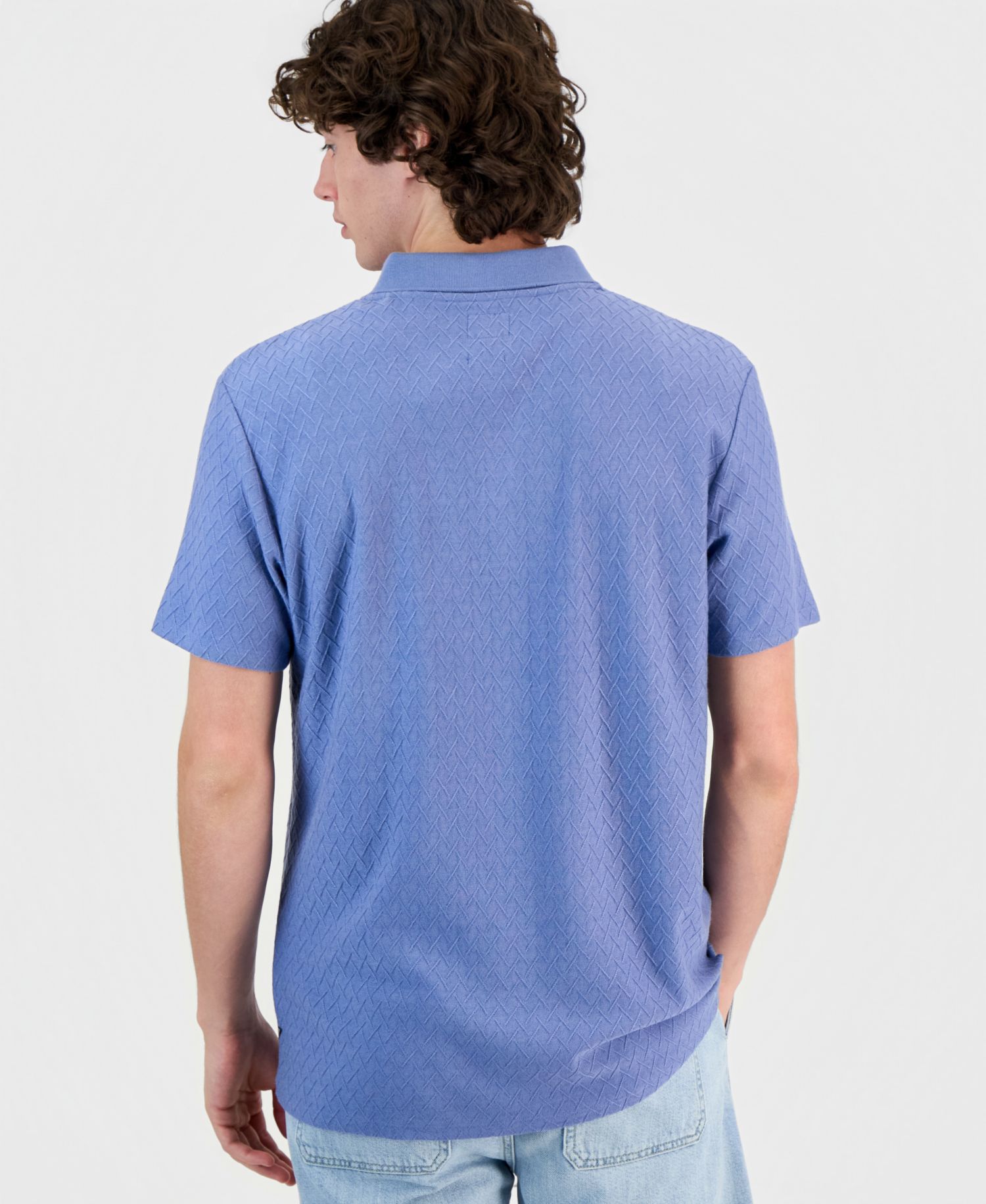 Men's Diagonal Texture Interlock Zip Polo
