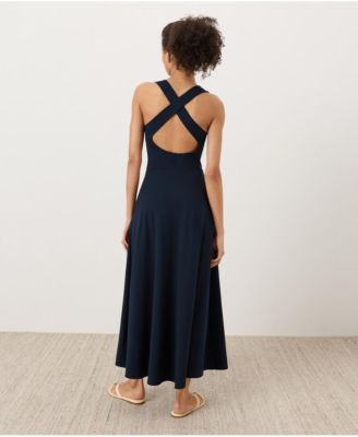 Women's Fit & Flare Open Back Maxi Dress Made With Organic Cotton