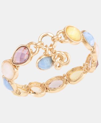 Gold-Tone Knot Charm Stone Stretch Bracelet
