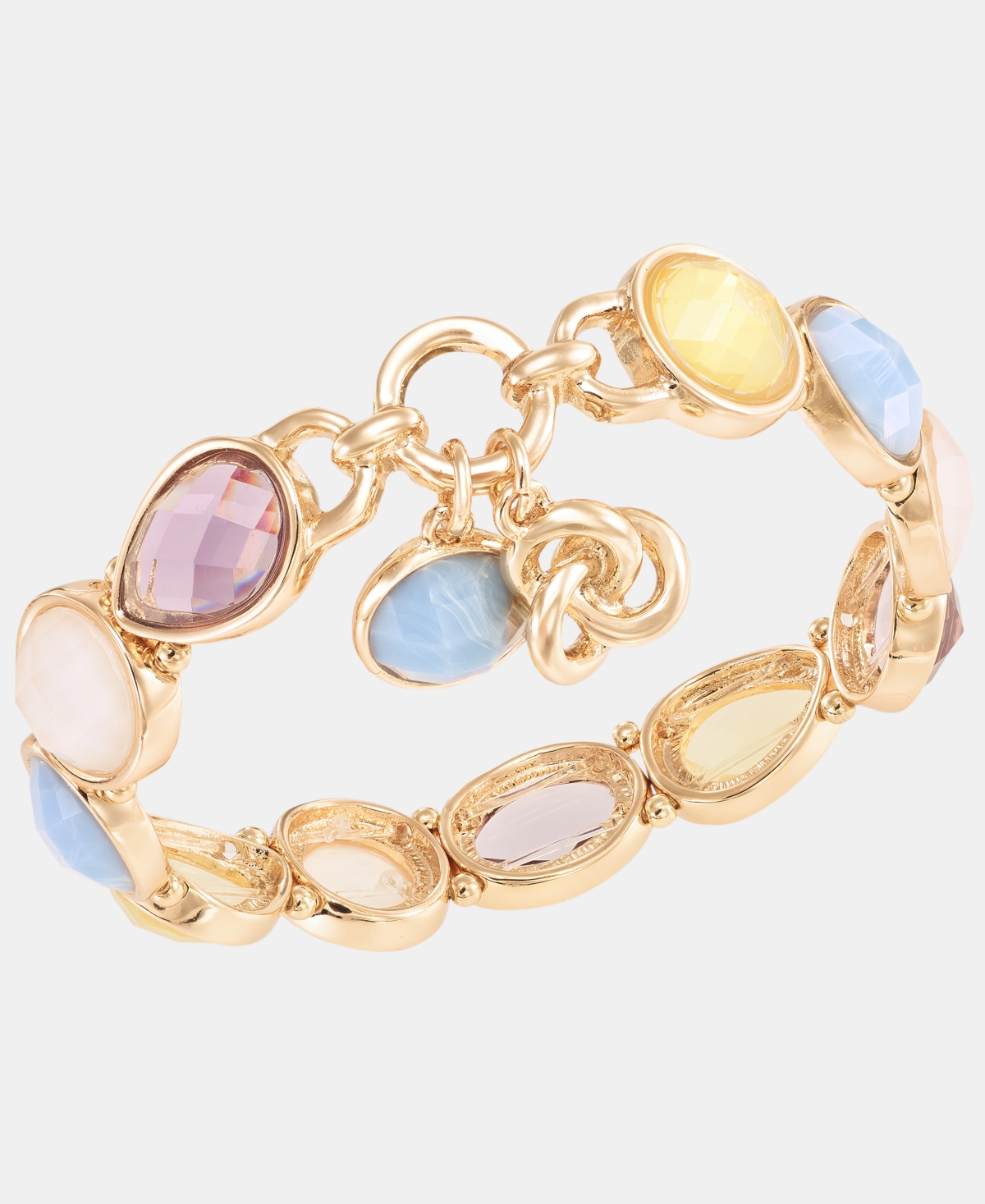 Anne Klein Gold-Tone Knot Charm Stone Stretch Bracelet