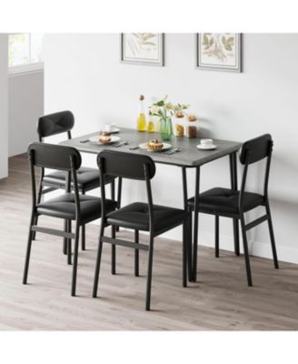 5-Piece Dining Table Set with Upholstered Chairs, Space-Saving Kitchen Table for Small Spaces