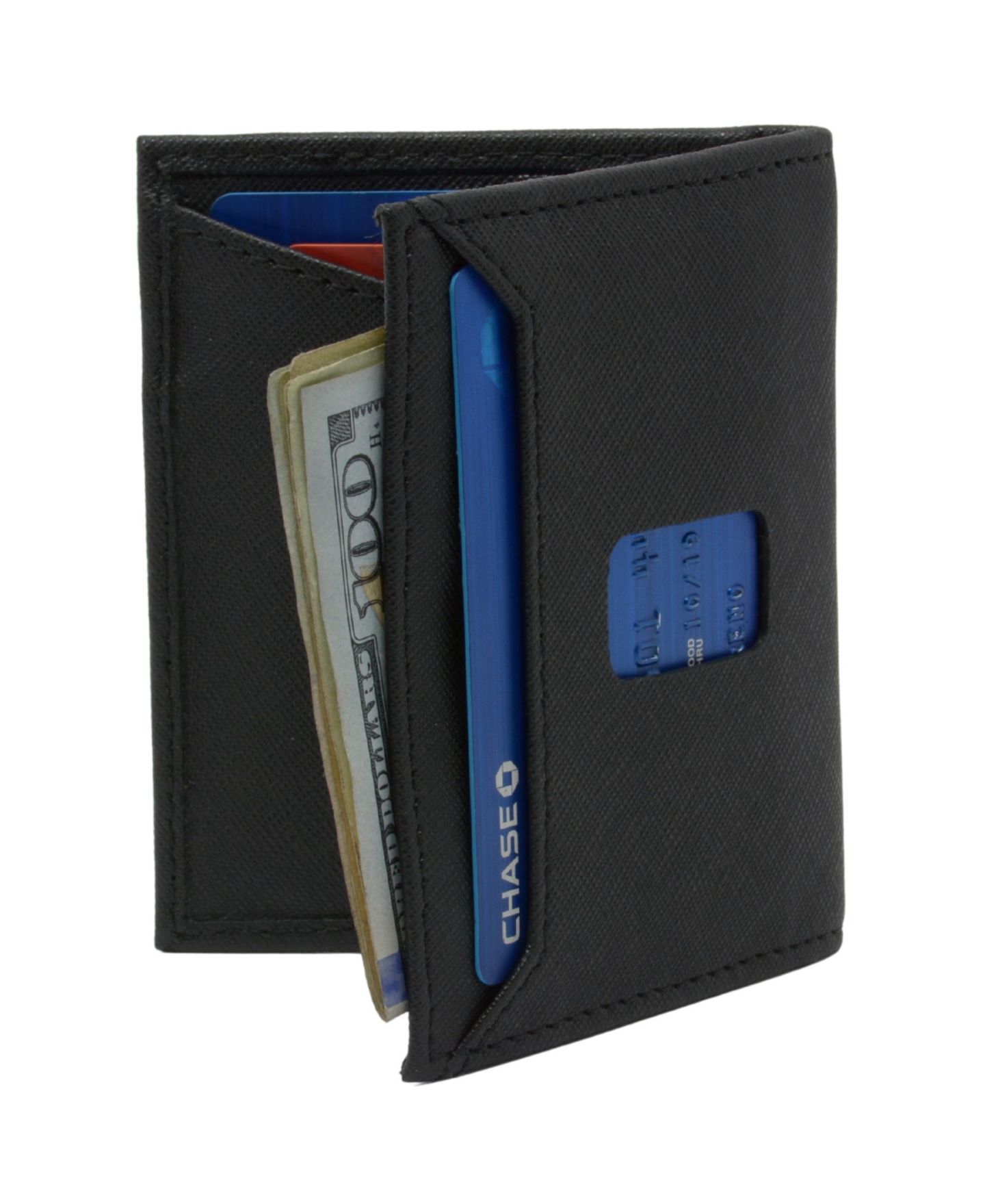 Мужской кошелёк Alpine Swiss Men RFID Leather Wallet Slim Front Pocket Wallet Business Card Case, цвет: Чёрный, вариант 1 — фото 5