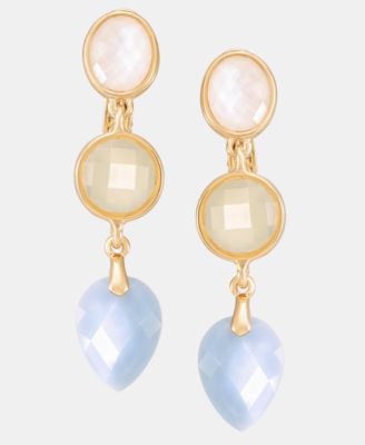 Gold-Tone Stone Linear EZ Comfort Clip Earrings