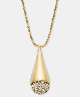 Gold-Tone 40" Crystal Pav&eacute; Beaded Pendant Necklace