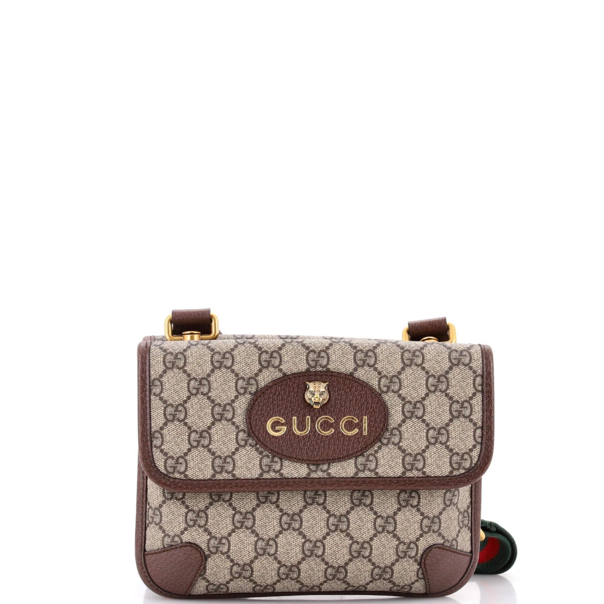 Pre-Owned Gucci Small Neo Vintage Flap Messenger Gg Coated Canvas - Brown