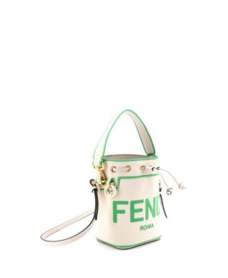 Mini Logo Mon Tresor Bucket Bag Embroidered Canvas