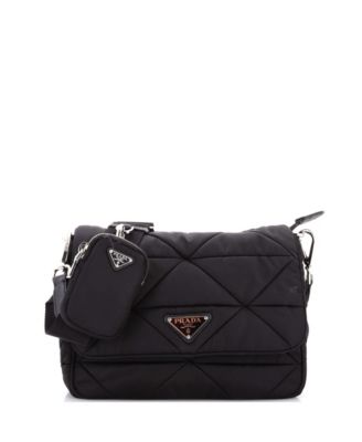 Padded Flap Shoulder Bag Quilted Tessuto