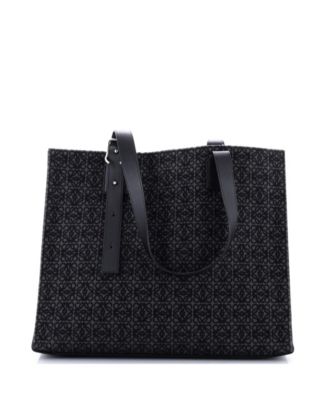 Horizontal Buckle Handle Tote Anagram Jacquard