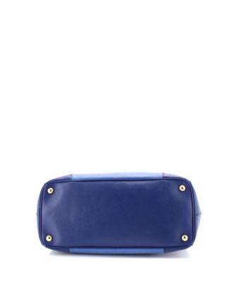 Medium Bicolor Double Zip Lux Tote Saffiano Leather