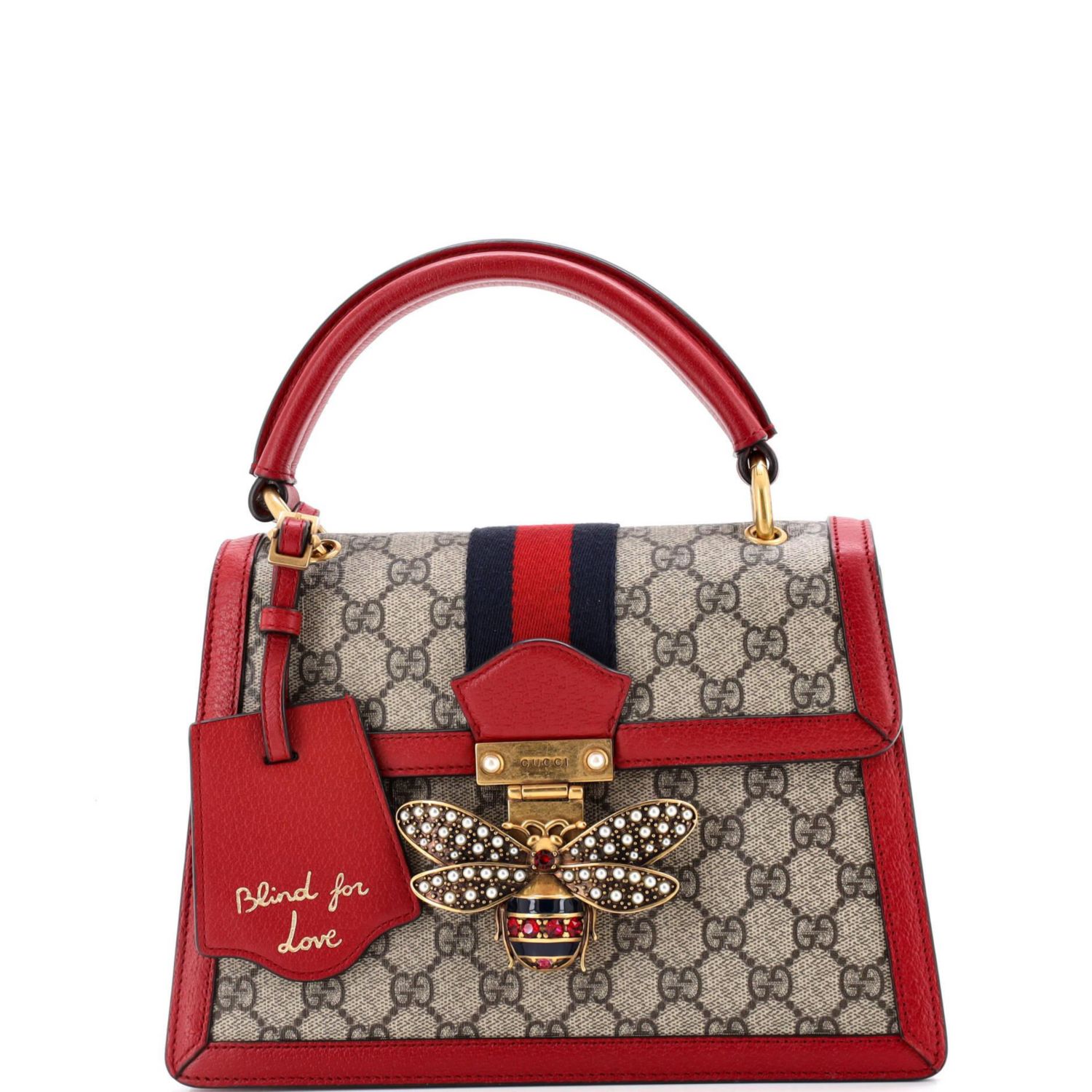 Small Queen Margaret Top Handle Bag GG Coated Canvas with Leather