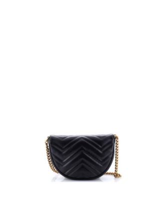Mini GG Marmont Half Moon Flap Crossbody Bag Matelasse Leather