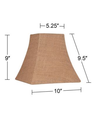 Burlap Small Square Lamp Shade 5.25" Top x 10" Bottom x 9.5" Slant x 9" High (Spider) Replacement with Harp and Finial