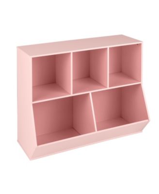 5 Cube Wooden Kids Toy Storage Organizer with Anti Tipping Kit