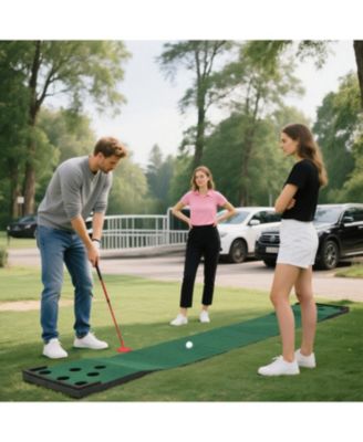 11 FT Indoor/Outdoor Putting  Mat with 2 Adjustable Putters and 6 Balls