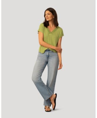 Women's Braided Trim Crinkle Tee