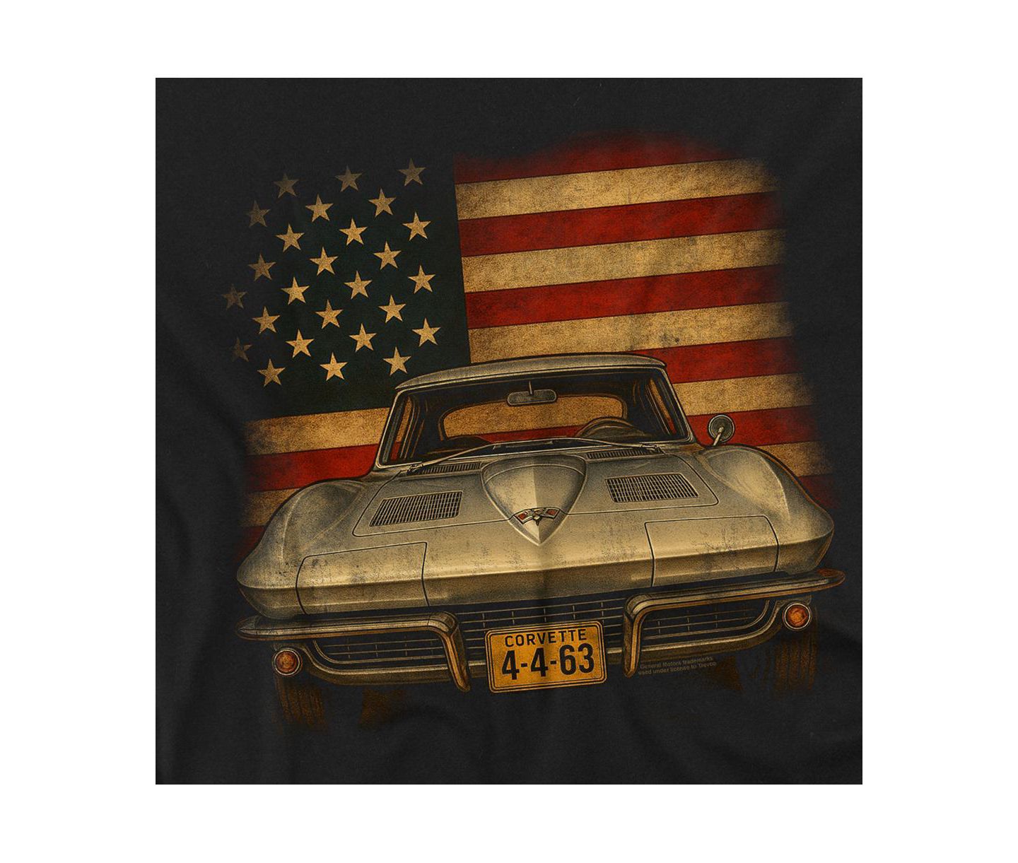 Мужская футболка Corvette Chevrolet USA Flag, цвет: Чёрный — фото 2