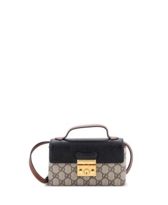 Mini Padlock Top Handle Bag GG Coated Canvas and Leather