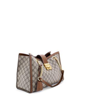 Medium Padlock Chain Tote GG Coated Canvas with Leather