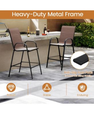 Outdoor Fabric Bar Stools Set of Two with Armrests