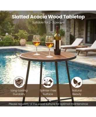 41 in Outdoor Bar Height Round Patio Table with Wood Top