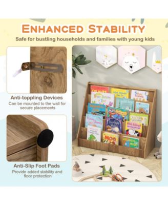 5 Tier Kids Bookshelf with Deep Compartments and Stable Design