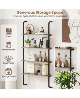 Industrial Four Tier Pipe Shelving with Metal Frame