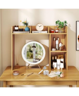 Three Tier Desk Bookshelf with Open Shelves for Workspace