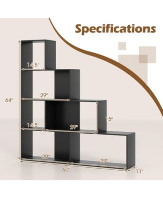 Modern Stepped Bookshelf with Storage Cubes for Living Room