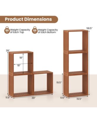 Solid Wood Cube Bookcase Stacking Storage with Open Design