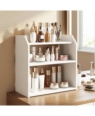 Three Tier Desktop Bookshelf with Raised Guardrails for Countertop