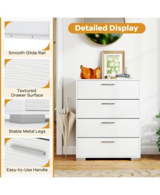 Four Drawer Storage Cabinet with Metal Legs and Safety Design