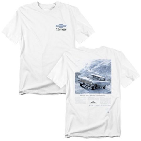 Мужская футболка Corvette Chevrolet Chevelle Mountain Ad Front Back, цвет: Белый